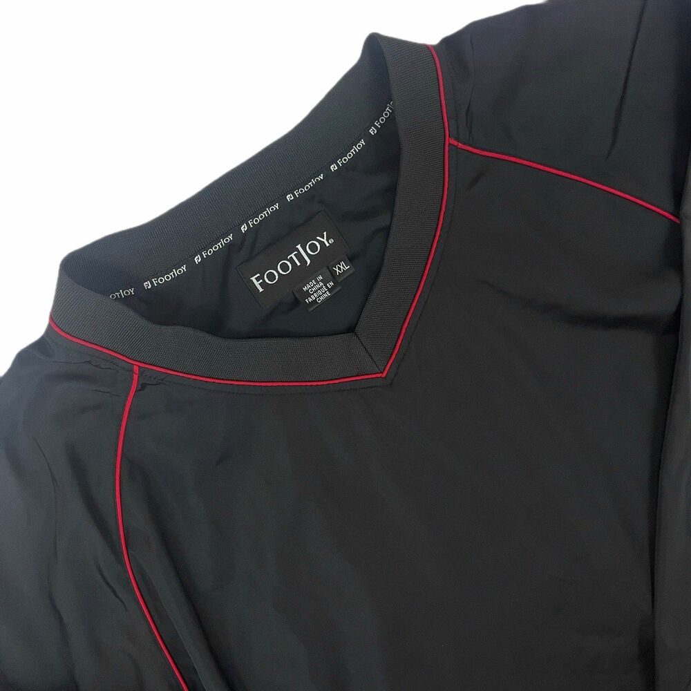 FootJoy Men's XXL Black/Red V-Neck Golf Windbreaker Pullover